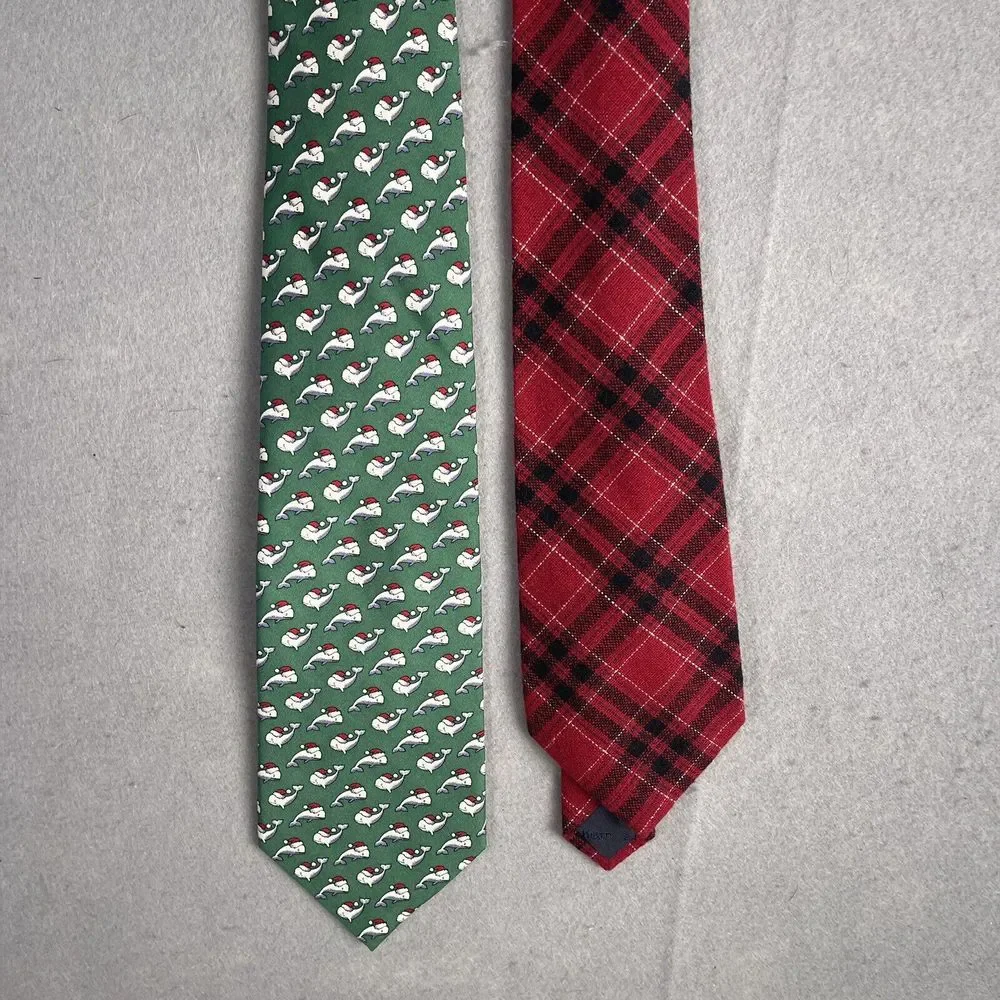 Lot (2) Men Ties‎ LL Bean And Vineyard Vines Winter Christmas